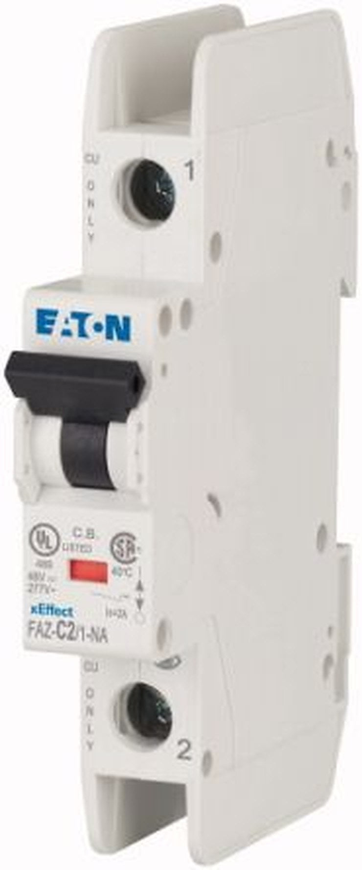 Eaton xEffect FAZ Miniature Circuit Breaker, 1-Pole, 2A, Type C, 415V ac AC, 48 V dc DC, 10 kA Breaking Capacity