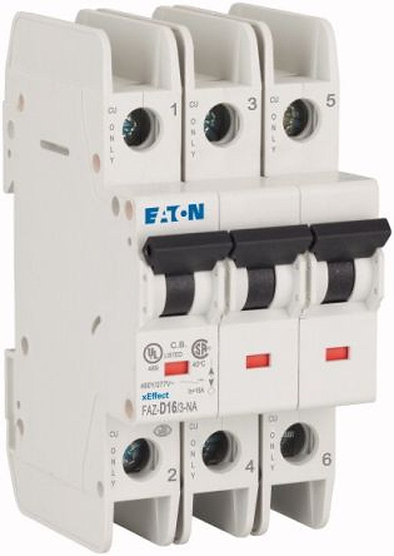 Eaton xEffect FAZ Miniature Circuit Breaker, 3-Pole, 16A, Type D, 415V ac AC, 60 V dc DC, 10 kA Breaking Capacity