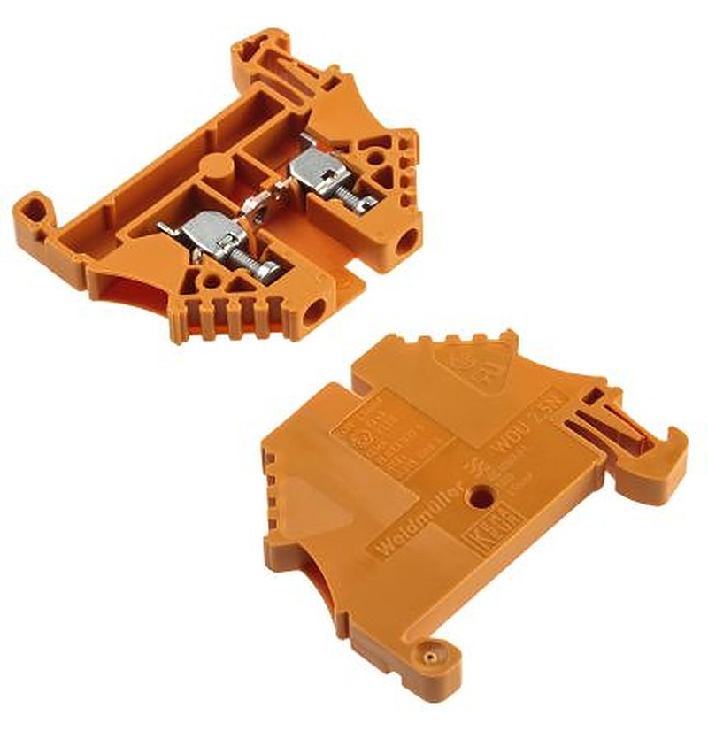 Weidmüller 1023760000 W Series DIN Rail Terminal Block Orange, 2.5mm², 1-Level, Screw