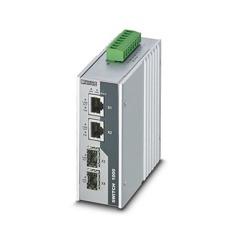 Phoenix Contact FL SWITCH 1000T-2POE-GT-2SFP Series DIN Rail Industrial Ethernet Switch, 2, 1000Mbps Transmission, 55 V