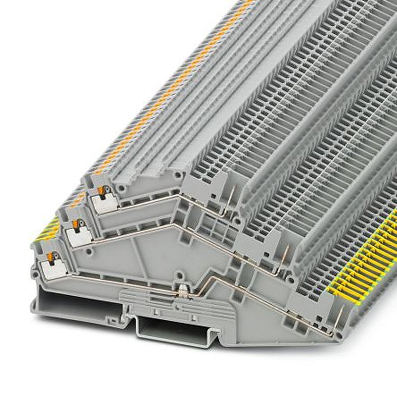 Phoenix Contact 1027885 PTS 1.5/S-PE/L/L/3P Series Earth Terminal Block Grey, 0.14mm², 1.5 mm², 3-Level, Push-in
