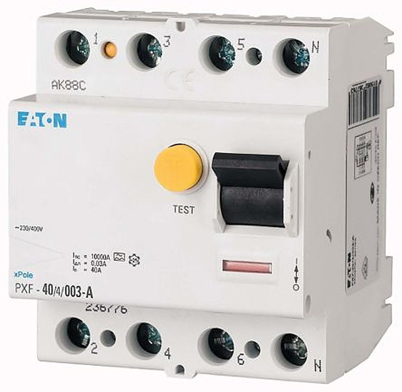 Eaton PXF Series Residual Current Circuit Breaker, 80A, 4-Pole, 300 mA, Type A, 10 kA 400V ac