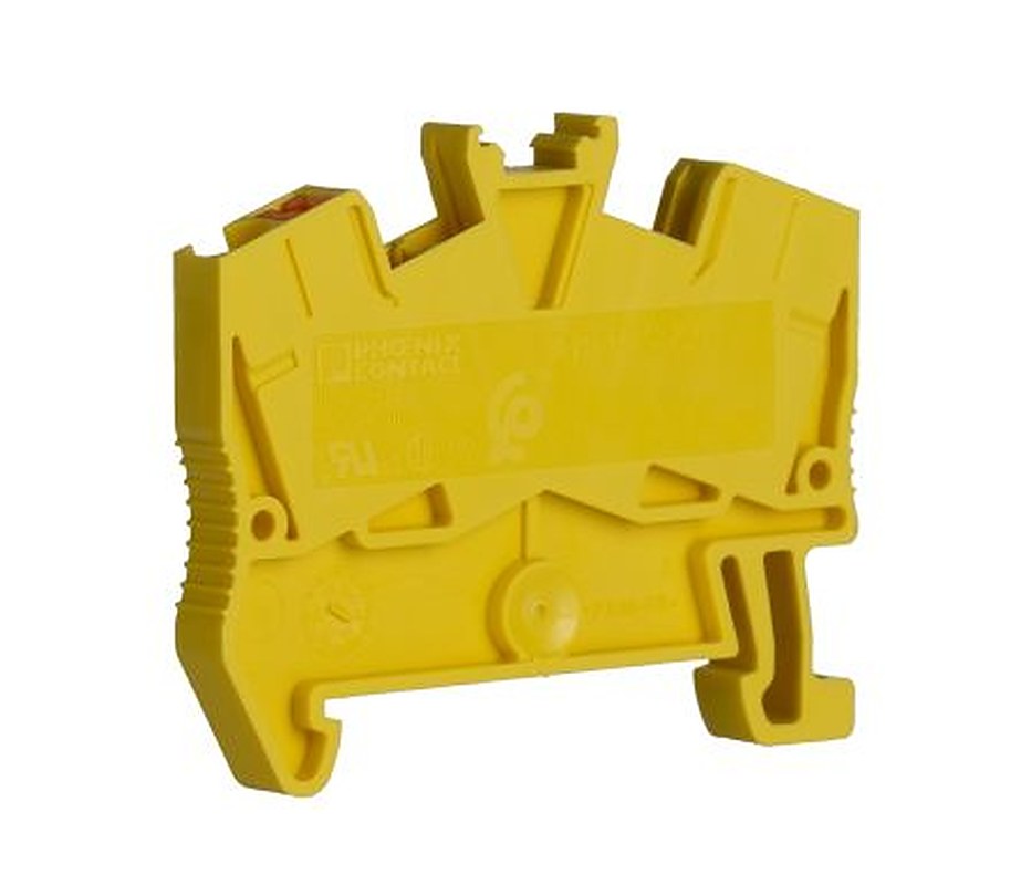 Phoenix Contact 1037084 PTS 2.5 YE Series Feed Through Terminal Block Yellow, 0.14mm², 4 mm², 1-Level, Push-in,