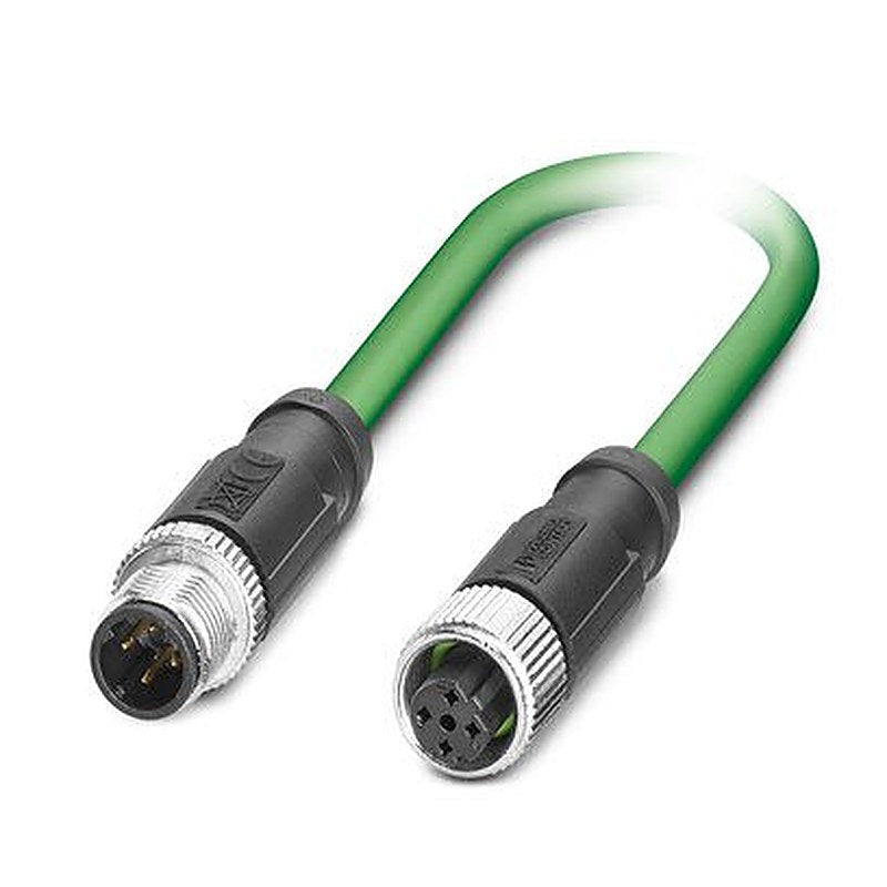 Phoenix Contact, 1 m Cat5 Ethernet Cable, Green M12 to Male M12 Female Polyurethane Sheath, Shielded