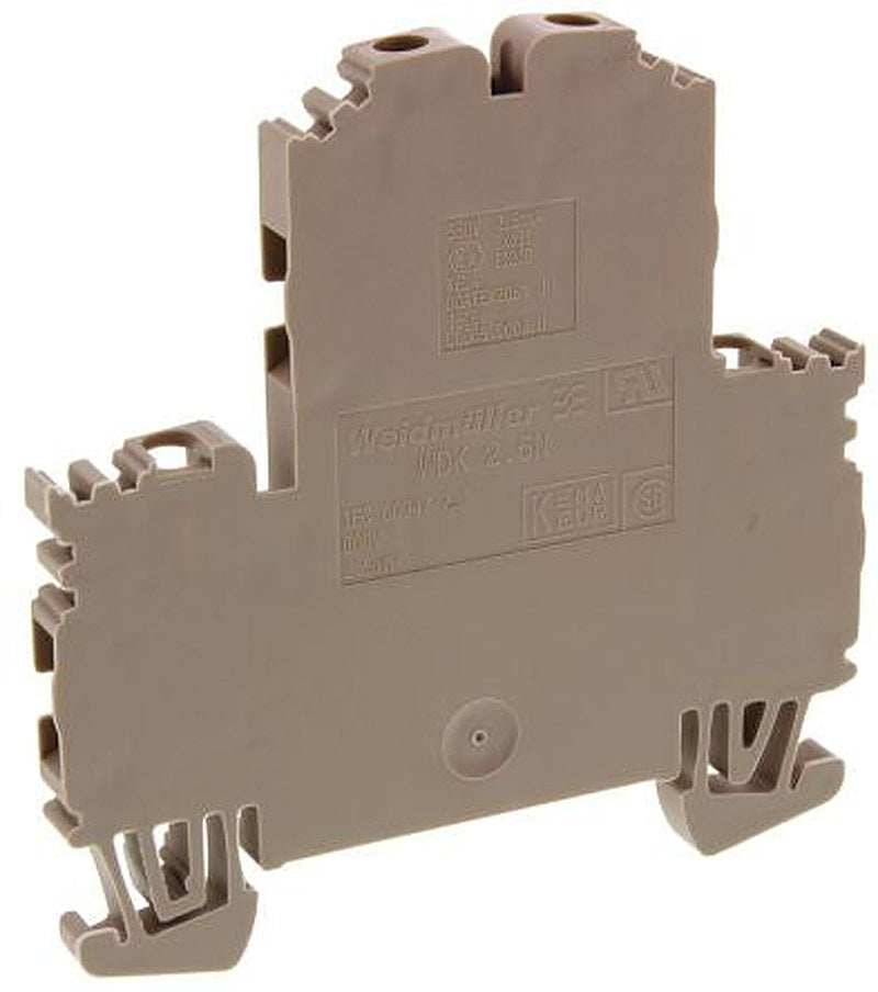 Weidmüller 1041600000 WDK Series Double Level Terminal Block Brown, 2.5mm², 2-Level, Screw, ATEX