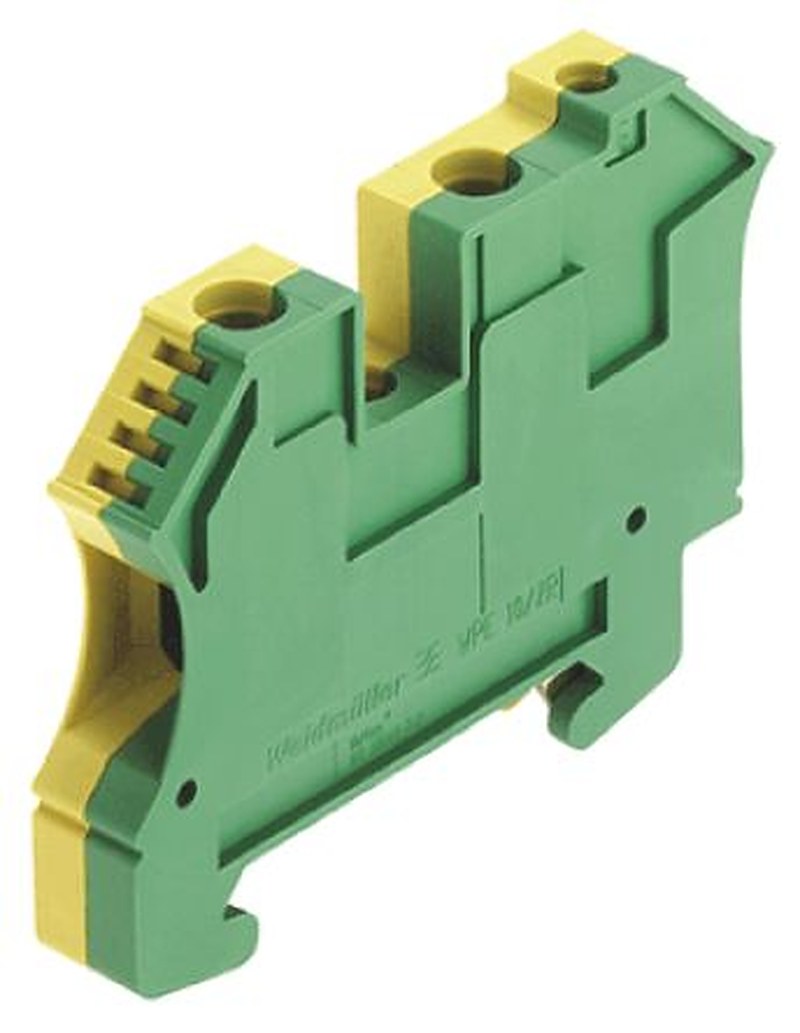 Weidmüller 1042500000 W Series DIN Rail Terminal Block Green, Yellow, 10mm², 1-Level, Screw