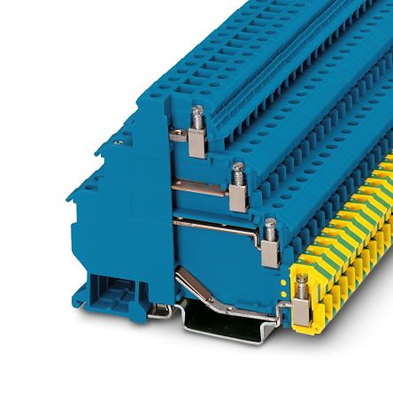 Phoenix Contact 1043463 VIOK 1.5-3D/PE-EXBU Series Terminal Block Blue, 2.5mm², 3-Level, Screw