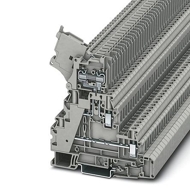 Phoenix Contact 1044423 UT 4 - L/HESI Series Fuse Modular Terminal Block Grey, 4mm², 2-Level Fused, Screw, ATEX, IECEx