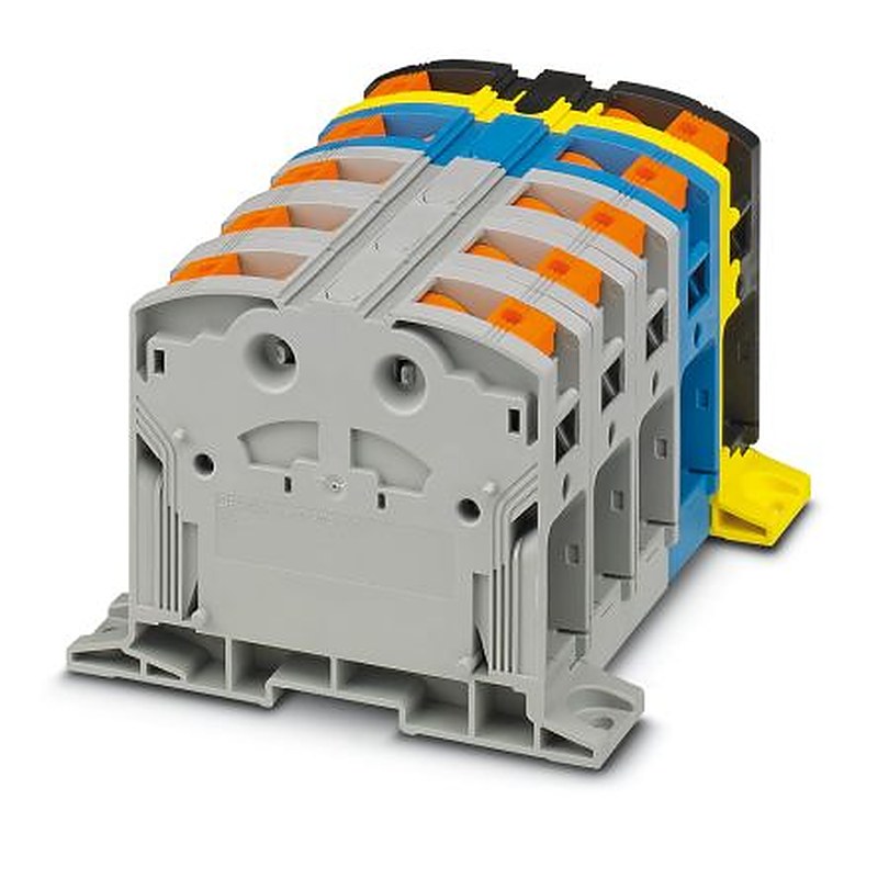 Phoenix Contact 1054738 PTPOWER 185 Series Component Terminal Block Black, Blue, Grey, Yellow, 185mm², 1-Level, Screw
