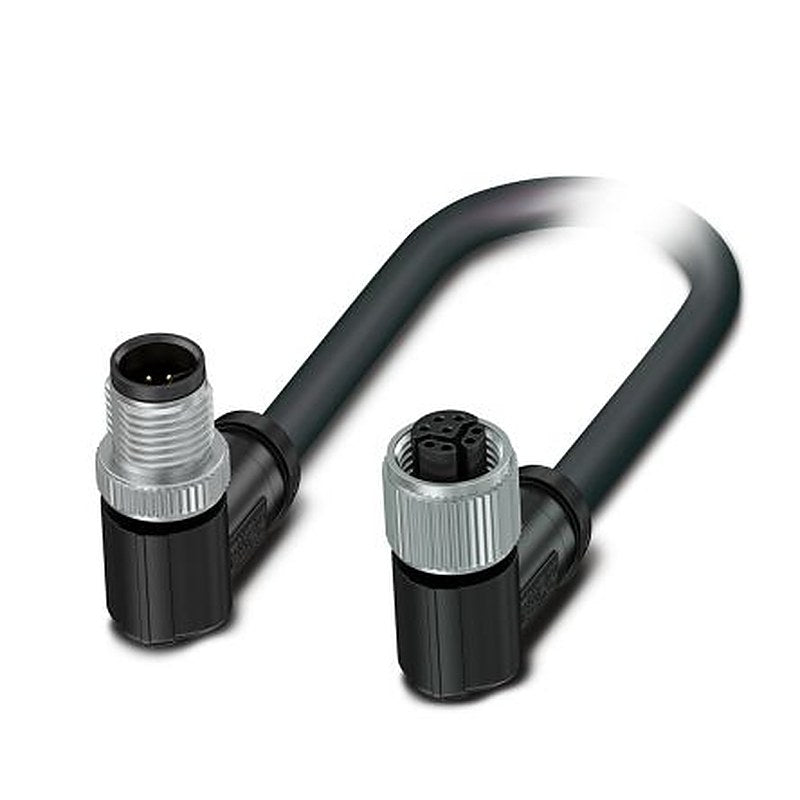 Phoenix Contact NBC, 2 m Ethernet Cable, Black Right Angle to Male M12 Female, Shielded Polyurethane Sheath