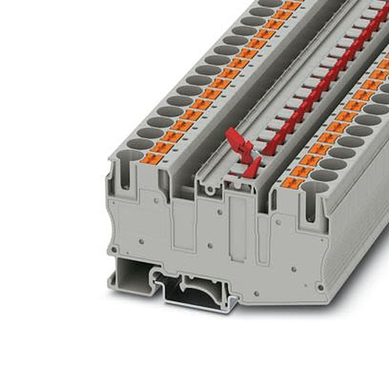 Phoenix Contact 1076793 PT Series Knife Disconnect Terminal Block Grey, 10mm², 1-Level, Push-in