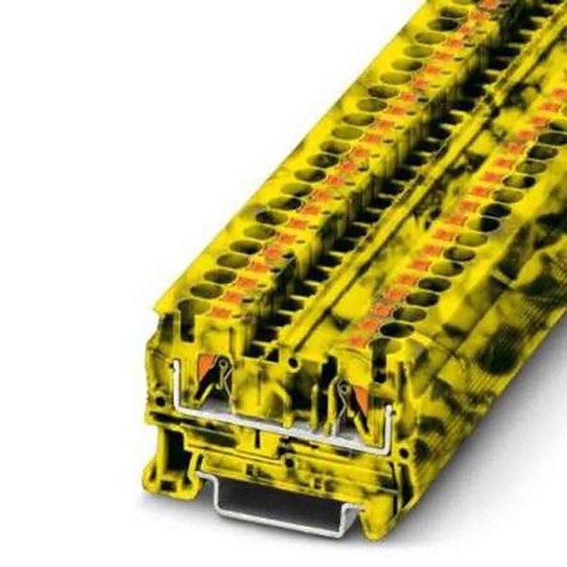 Phoenix Contact 1077082 PT Series Feed Through Terminal Block Black, Yellow, 0.2mm², 6 mm², 1-Level, Push-in, IECEx/ATEX