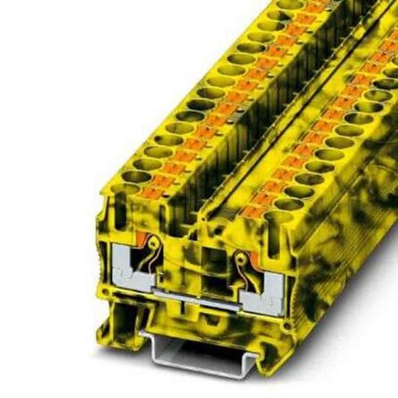 Phoenix Contact 1077085 PT 6 Series Feed Through Terminal Block Yellow, Black, 0.5mm², 10 mm², 1-Level, Push-in,