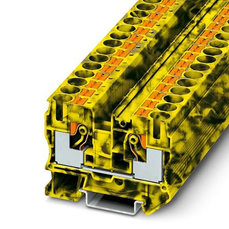 Phoenix Contact 1077088 PT 10 Series Component Terminal Block Yellow, Black, 16mm², 1-Level, Push-in, IECEx/ATEX