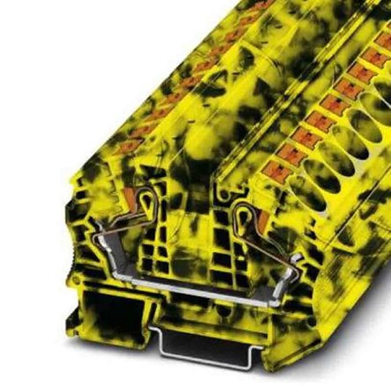 Phoenix Contact 1077090 PT Series Feed Through Terminal Block Yellow, Black, 25mm², 1-Level, Push-in, IECEx/ATEX