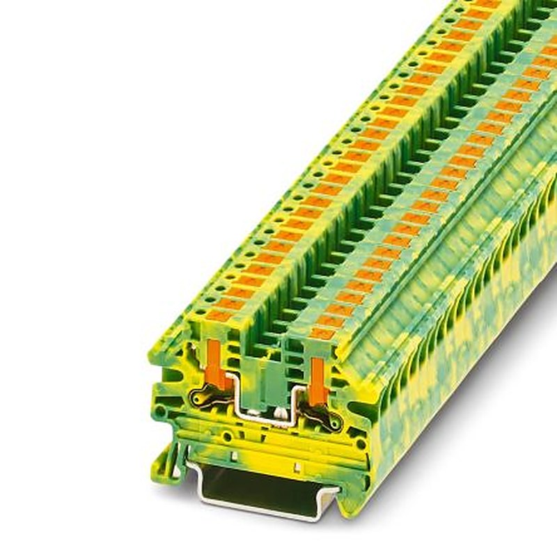 Phoenix Contact 1078963 PTV Series Earth Terminal Block Green, Yellow, 1-Level, Push-in, IECEx/ATEX
