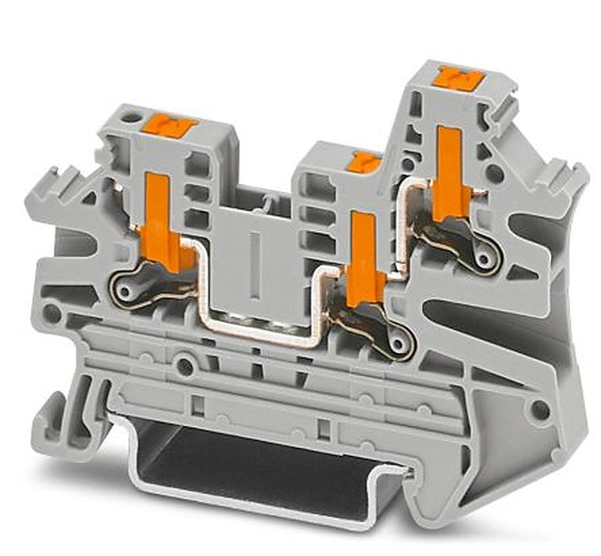 Phoenix Contact 1078966 PTV Series Feed Through Terminal Block Grey, 1-Level, Push-in, IECEx/ATEX
