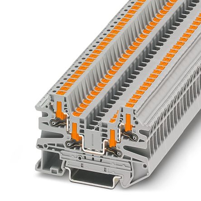 Phoenix Contact 1078999 PTV Series Feed Through Terminal Block Grey, 1-Level, Push-in, IECEx/ATEX