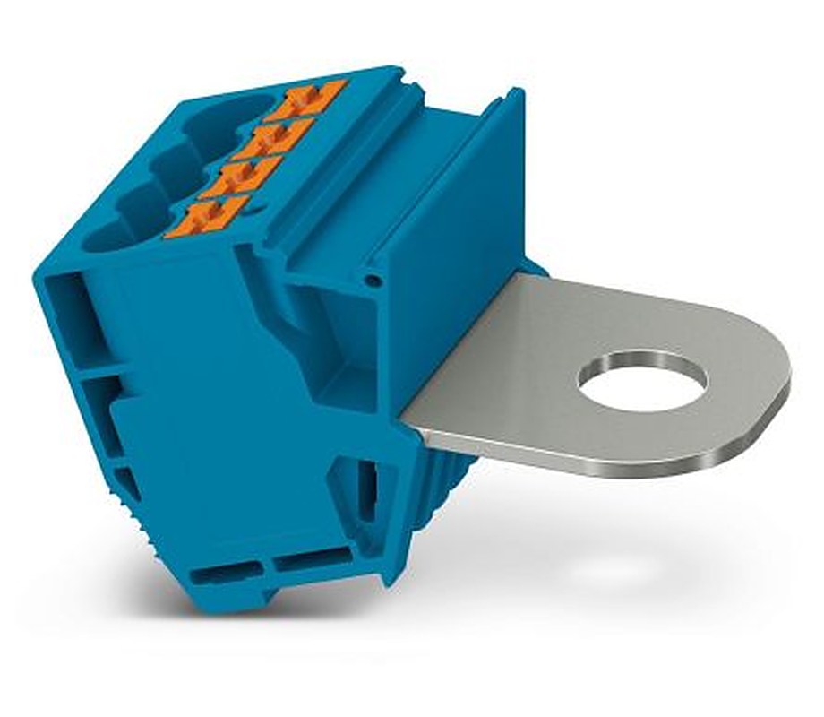 Phoenix Contact 1083237 AGK PT Series DIN Rail Terminal Block Blue, 10mm², 1-Level, Push-in
