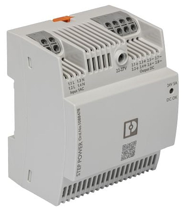 Phoenix Contact STEP POWER Power Supply DIN Rail Power Supply 250V ac AC Input 24V dc, 5 A Output DC 120 W
