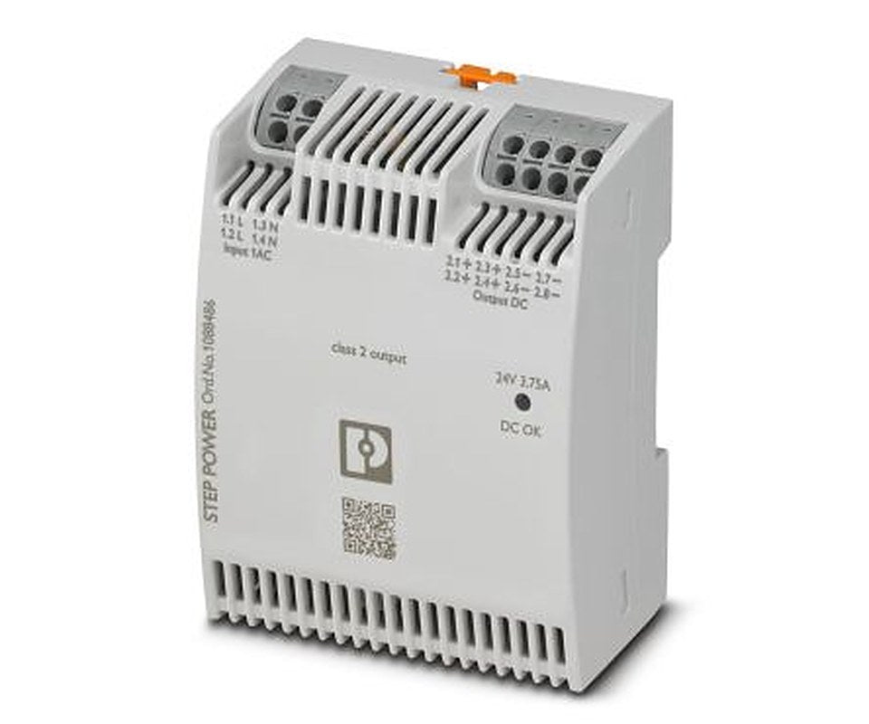 Phoenix Contact STEP POWER Switched Mode DIN Rail Power Supply 250V ac/dc AC/DC Input 24V dc, 3.75 A Output DC