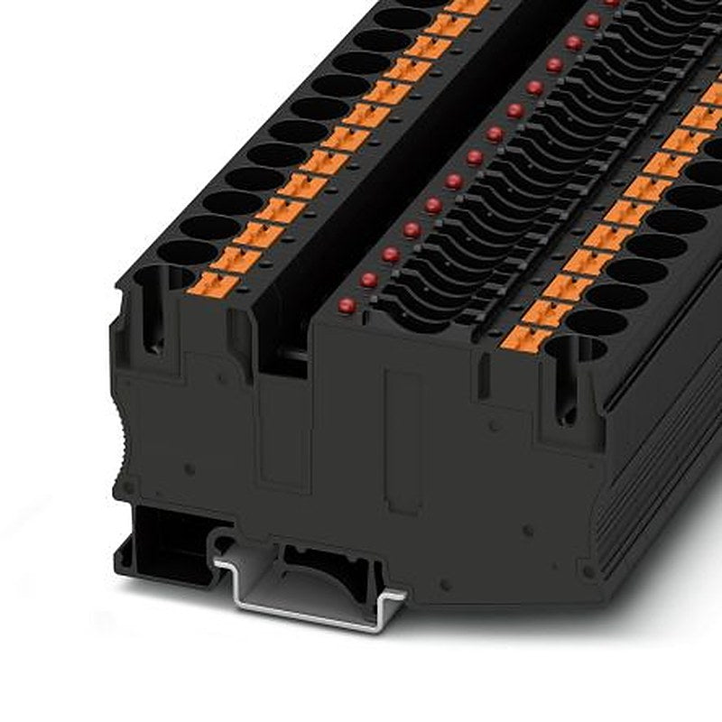 Phoenix Contact 1088500 PT 10 Series Fuse Modular Terminal Block Black, 0.5mm², 16 mm², 1-Level Fused, Push-in