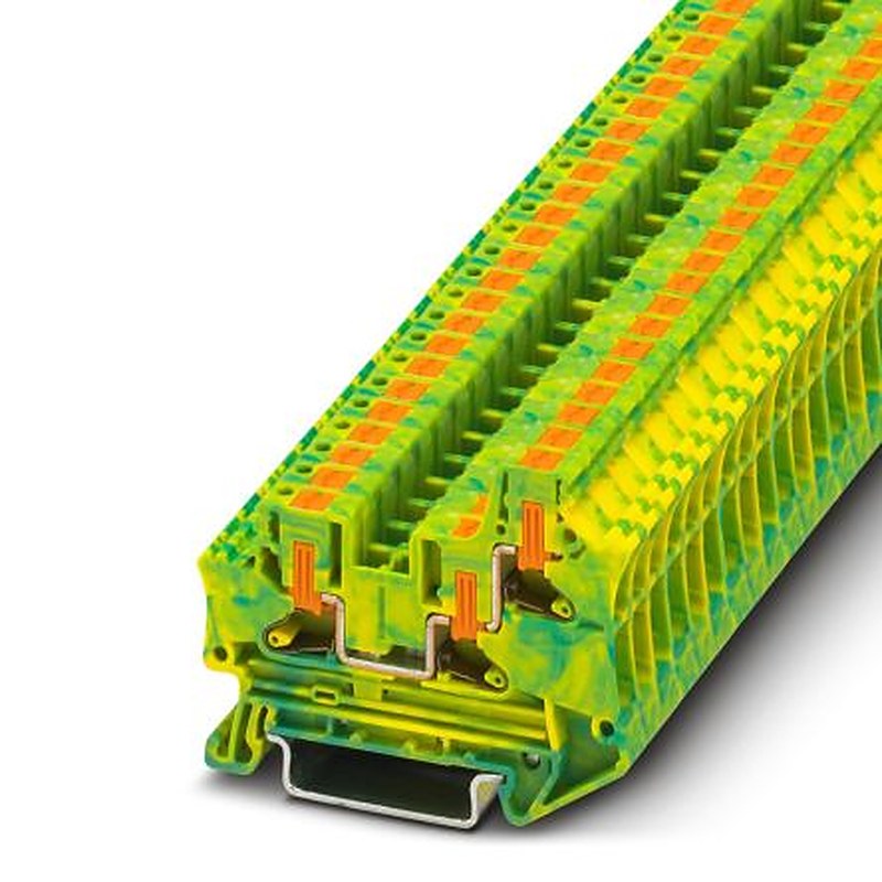 Phoenix Contact 1088733 PTV Series Feed Through Terminal Block Yellow, Green, 0.2mm², 6 mm², 1-Level, Push-in, IECEx,