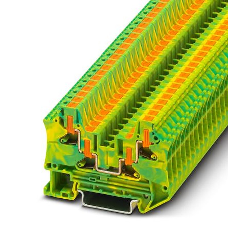 Phoenix Contact 1088736 PTV Series Earth Terminal Block Green, Yellow, 0.2mm², 6 mm², 1-Level, Push-in, ATEX, IECEx