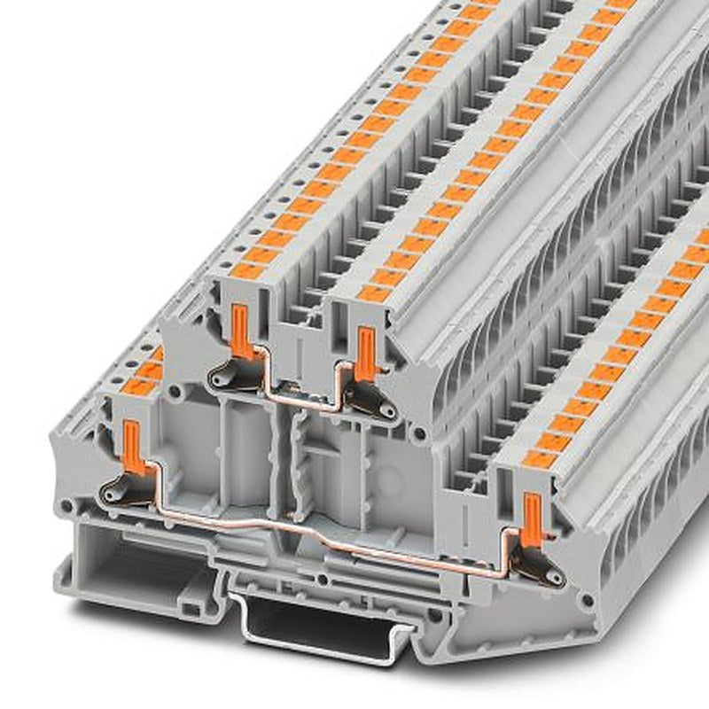 Phoenix Contact 1088737 PTTBV Series Double Level Terminal Block Grey, 4mm², 2-Level, Push-in