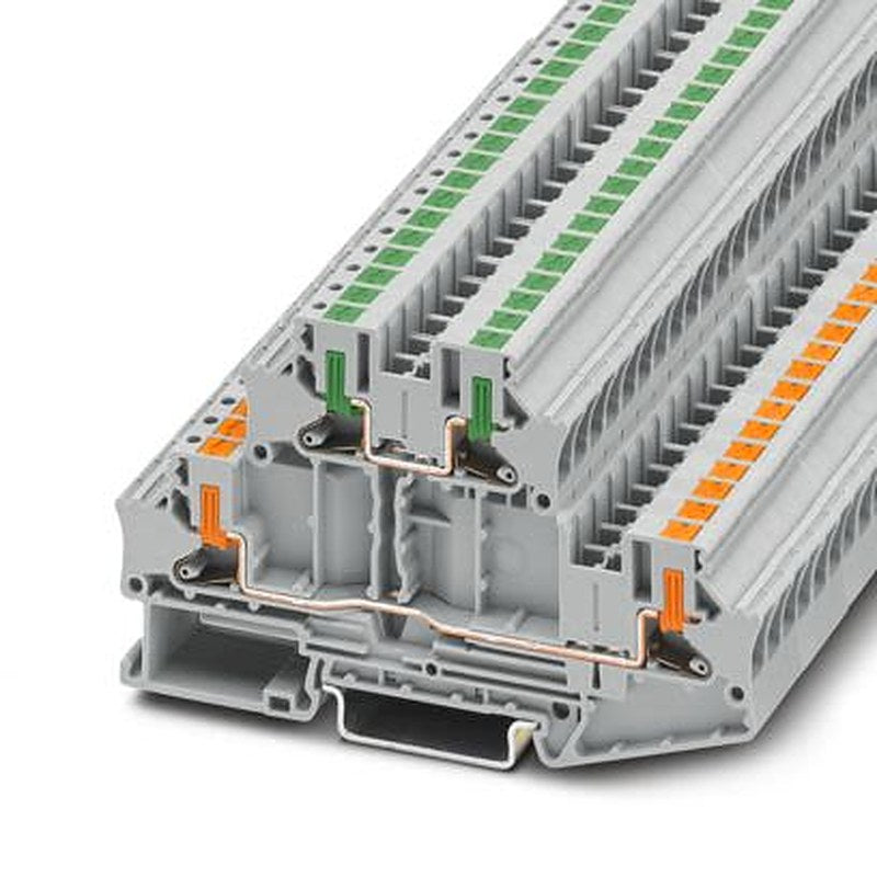 Phoenix Contact 1088749 PTTBV Series Double Level Terminal Block Grey, 4mm², 2-Level, Push-in