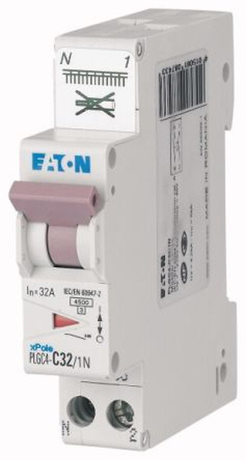 Eaton PLGC4 PLGC4 Miniature Circuit Breaker, 1-Pole, 32A, Type C, 230V ac AC, 10 kA Breaking Capacity