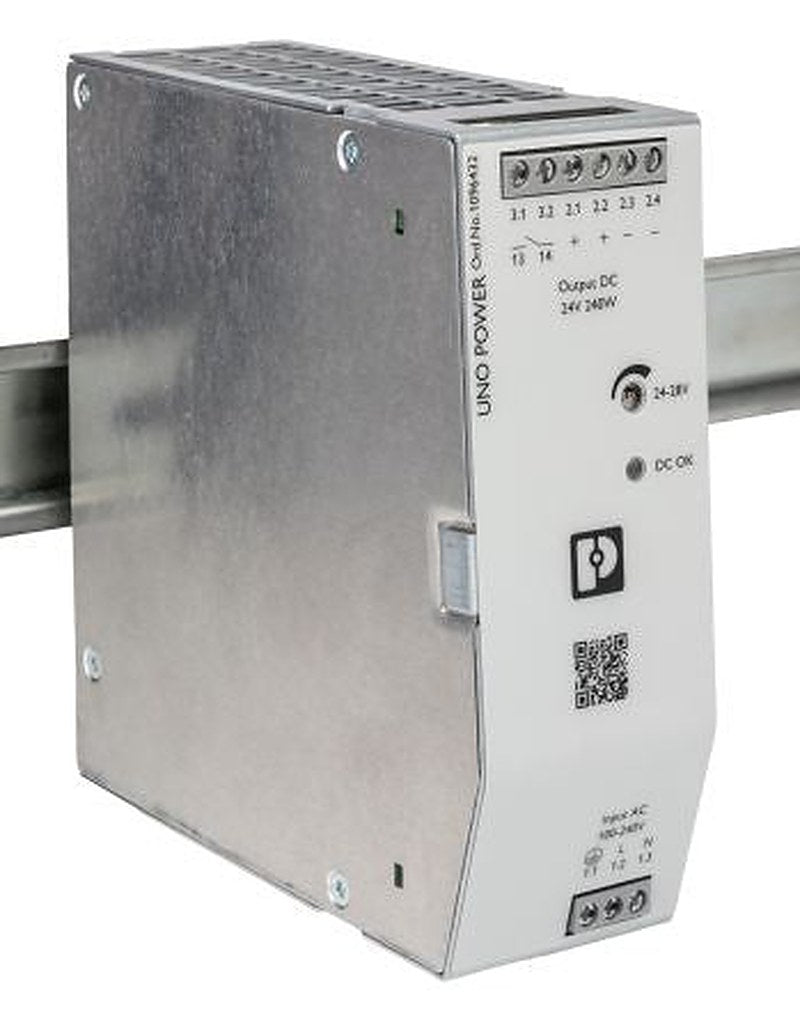 Phoenix Contact UNO POWER Switched Mode DIN Rail Power Supply 240V ac AC Input 24V dc, 10 A Output DC 240 W
