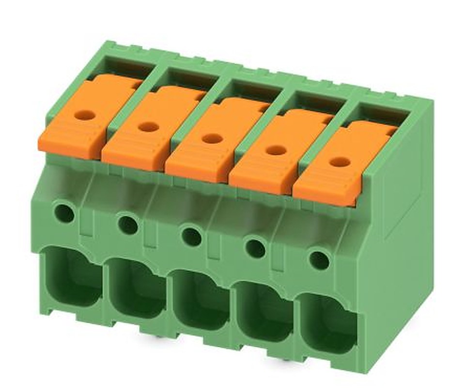 Phoenix Contact 5-ZB, LPT 6/5-7 Series PCB Terminal Block, 5-Contact, 7.5 mm Pitch, Wave Soldering Mount, 1 Row