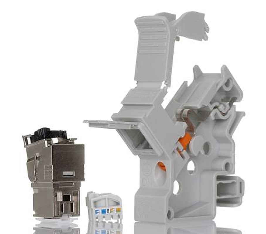 Phoenix Contact, NBC-PP-J1PGY-S/R4IDC8 Polycarbonate DIN Rail Adapter for use with RJ45 cable connection module