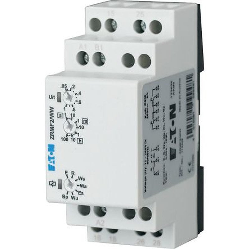 Eaton ZRMF Series DIN Rail Timer Relay, 2-Contact, 24 to 240 V ac/dc 24V ac, 240 V ac, 0.05 to 360000 s, 7-Function,