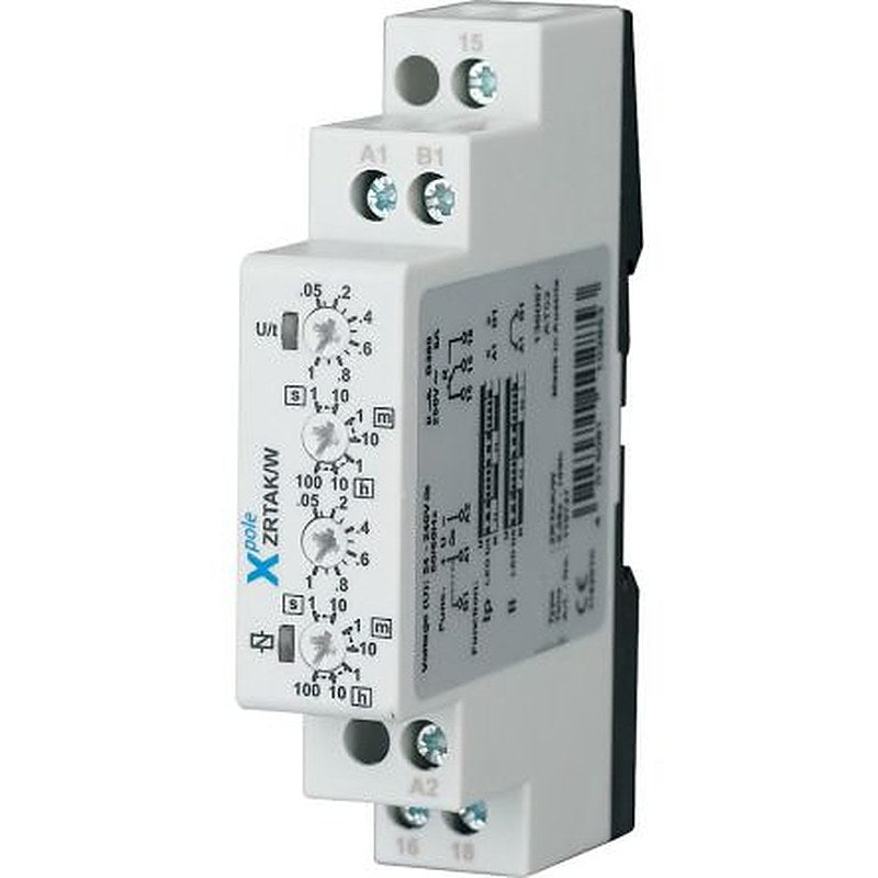 Eaton ZRTAK Series DIN Rail Timer Relay, 1-Contact, 24 to 240 V ac/dc 24V ac, 240 V ac, 0.05 to 360000 s, 2-Function,