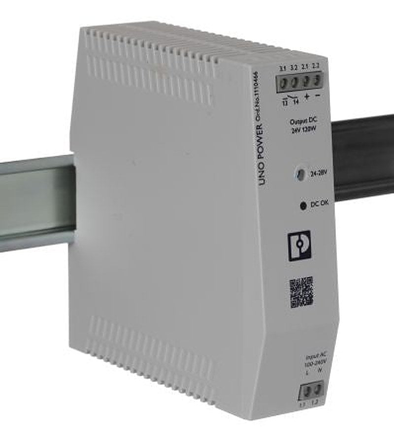 Phoenix Contact UNO POWER Power Supply Unit DIN Rail Power Supply 240V ac AC Input 24V dc, 5 A Output DC 120 W
