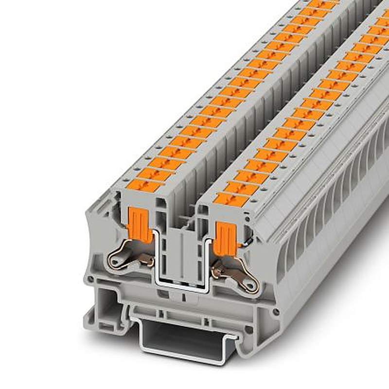 Phoenix Contact 1116734 PTV Series DIN Rail Terminal Block Grey, 6mm², 2-Level, Push-in