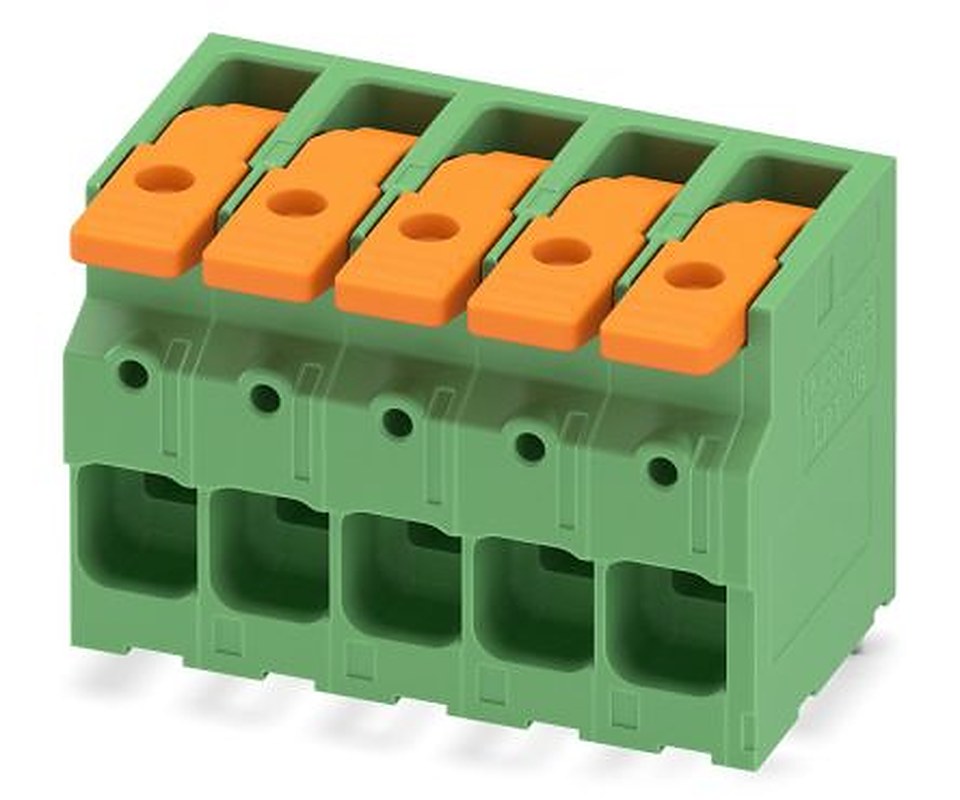 Phoenix Contact 0-ZB, LPT 16/5-10 Series PCB Terminal Block, 5-Contact, 10 mm Pitch, Wave Soldering Mount, 1 Row