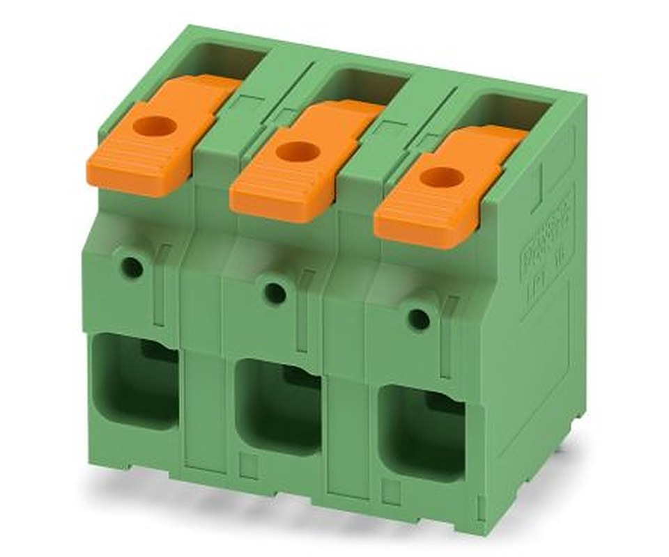 Phoenix Contact 0-ZB, LPT 16/3-15 Series PCB Terminal Block, 3-Contact, 10 mm Pitch, Wave Soldering Mount, 1 Row