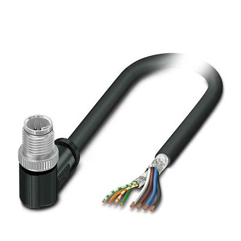 Phoenix Contact Free Ends, M12, 5 m Ethernet Cable, Black Screened Polyurethane Sheath