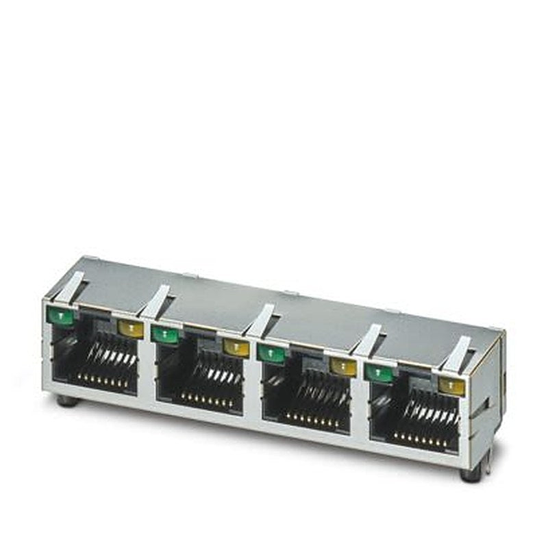 Phoenix Contact CUC-MP-J1ST-A/4R4LT-LED Series RJ45 Connector Female, PCB, Through Hole Shielded Straight 4 Port 8 Way