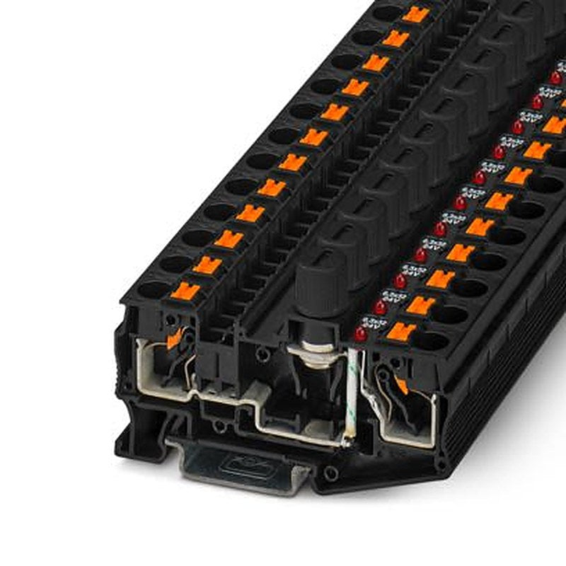 Phoenix Contact 1154818 PT 6 Series Fuse Modular Terminal Block Black, 6mm², 2-Level Fused, Push-in