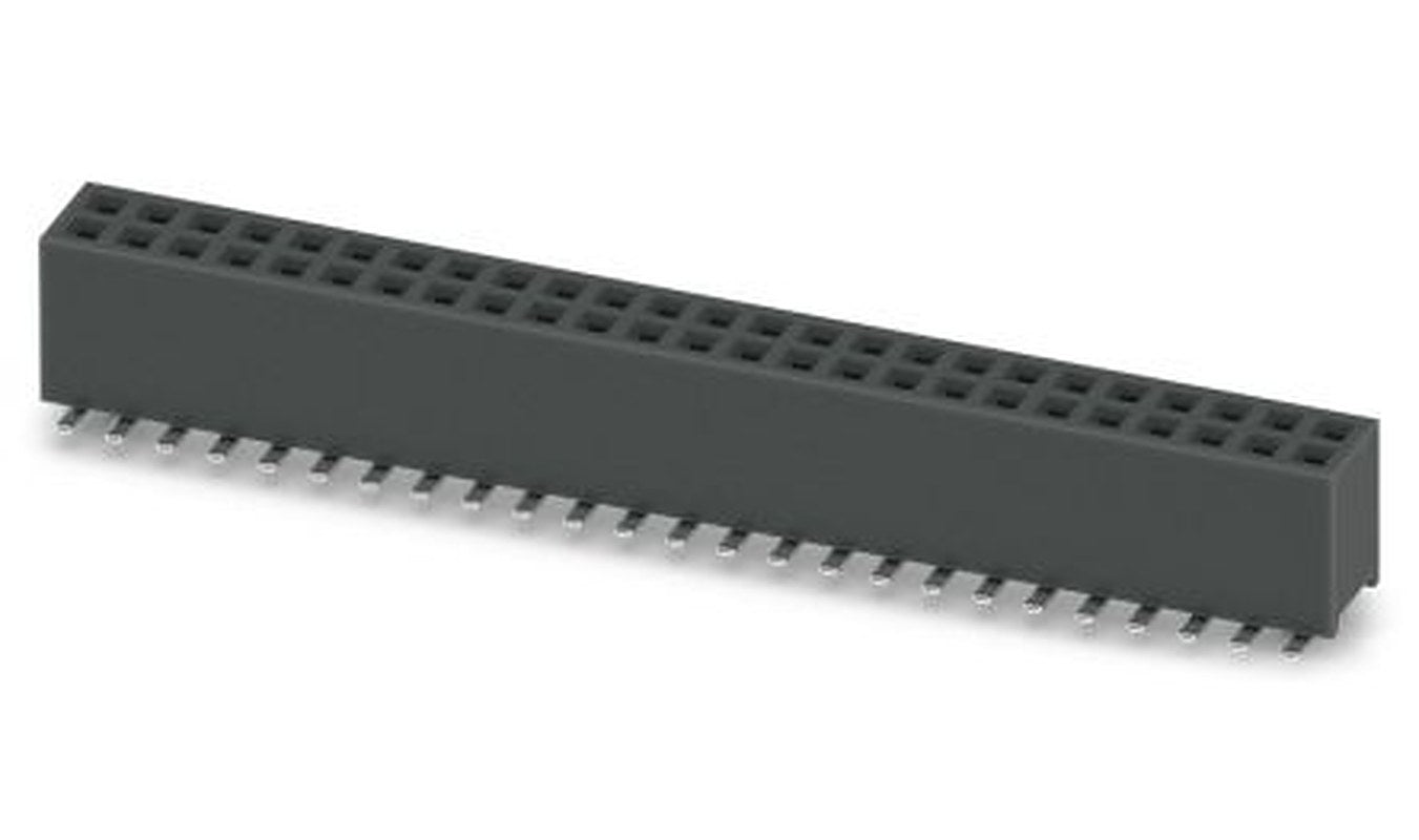 Phoenix Contact 27D/50-SV- 490-1-BR, FQ 1 Series Surface Socket Strip, 1-Contact, 2 Row, 1.27 mm Pitch