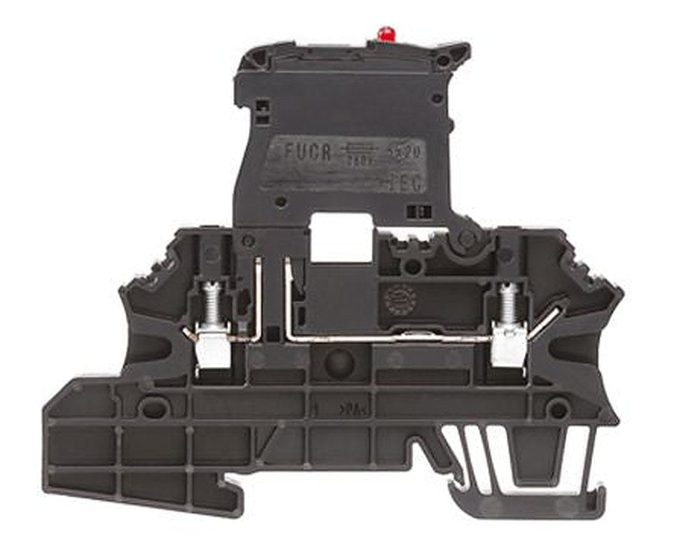 Weidmüller 1162930000 W Series Fused DIN Rail Terminal Black, 2.5mm², 1-Level Fused, Screw