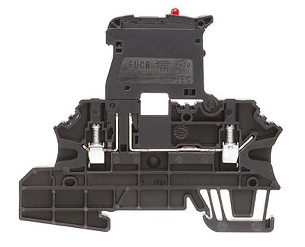 Weidmüller 1162950000 W Series Fused DIN Rail Terminal Black, 2.5mm², 1-Level Fused, Screw