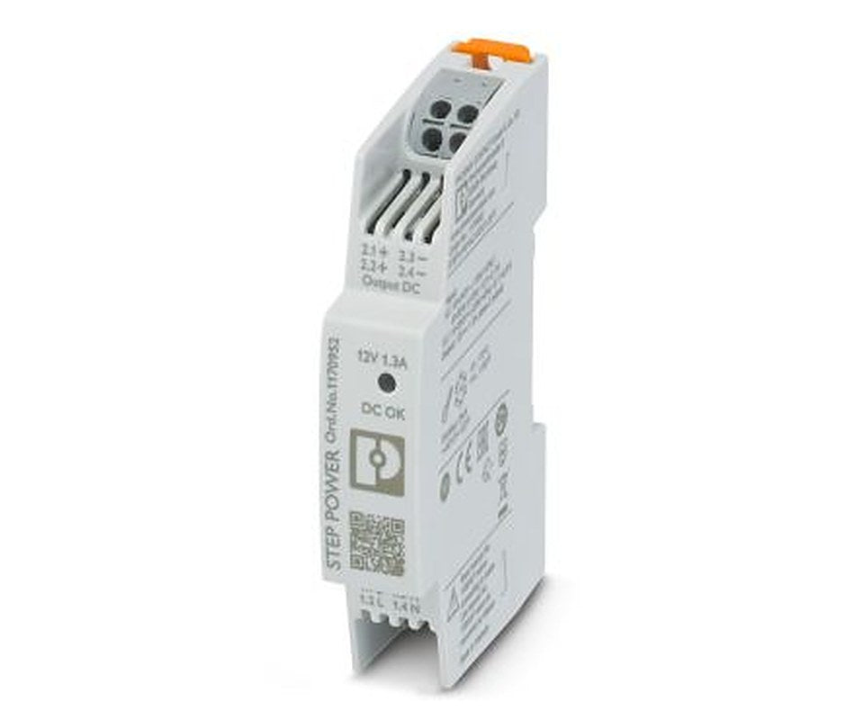 Phoenix Contact STEP POWER Switched Mode Power Supply DIN Rail Power Supply 250 V dc, 240V ac AC/DC Input 12V dc, 1.3 A