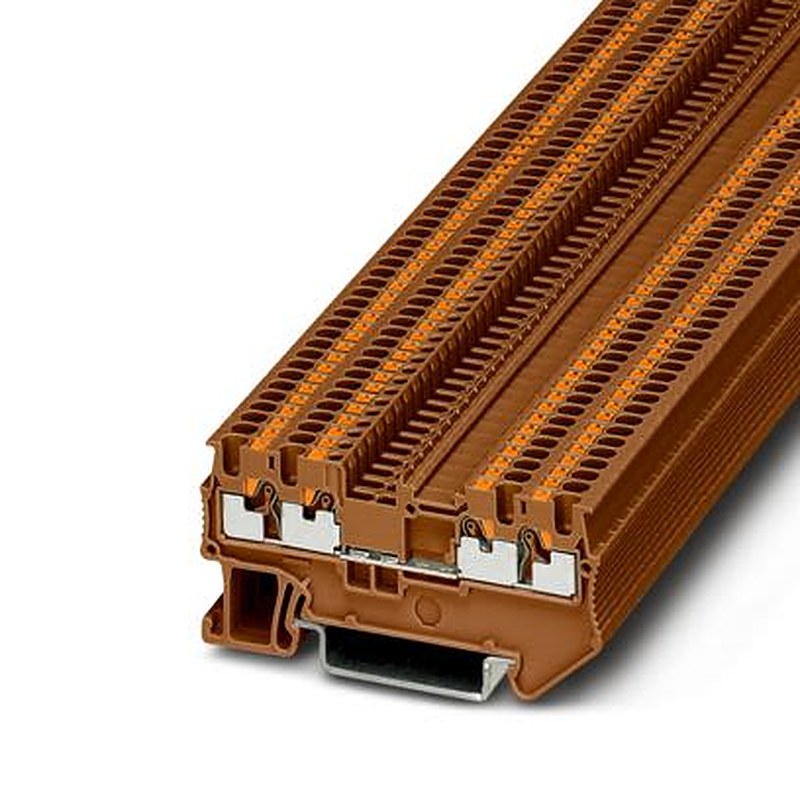Phoenix Contact 1176490 PT Series Feed Through Terminal Block Brown, 1.5mm², 1-Level, Push-in, ATEX, EAC Ex, IECEx