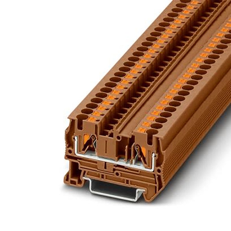 Phoenix Contact 1182209 PT Series Feed Through Terminal Block Brown, 4mm², 1-Level, Push-in, UKCA-EX, IECEx, EAC Ex,