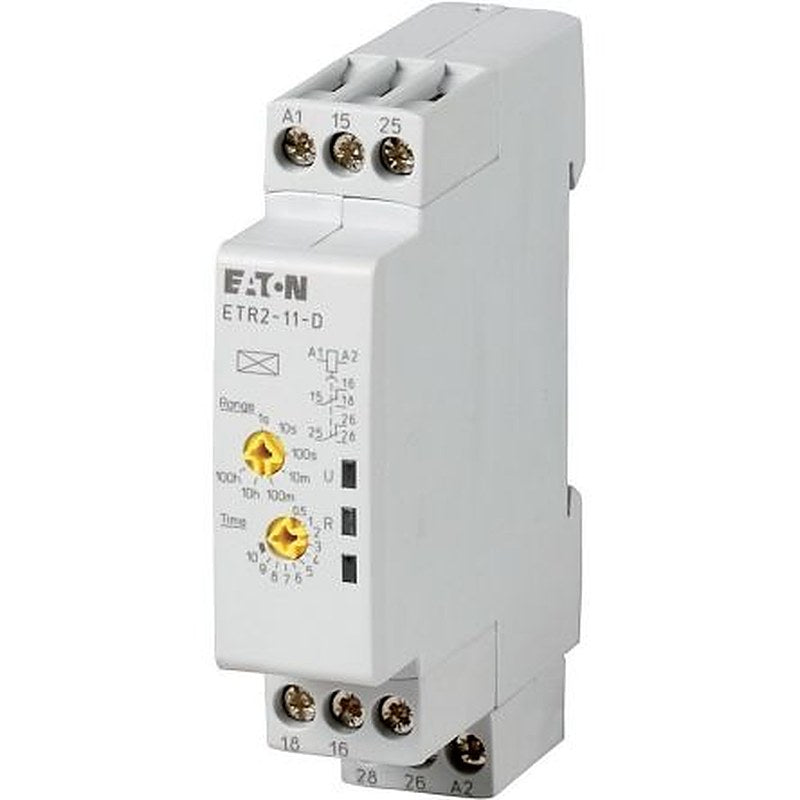 Eaton ETR2 Series DIN Rail Timer Relay, 2-Contact, 48 V dc 48V ac, 0.05 to 100 s, 1-Function, 2 CO Switch Configuration